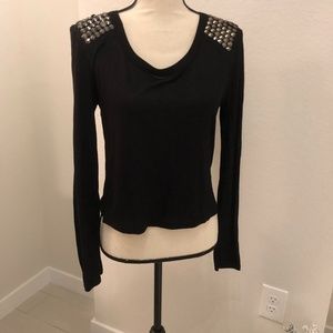 Black Shoulder Embellished Top